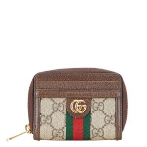 Gucci GG Supreme Ophidia Wallet Beige Brown Leather